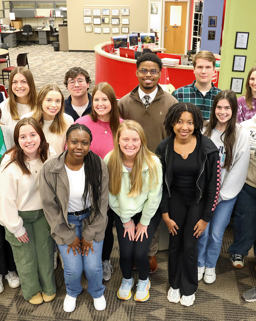 Group of students pose for a photo