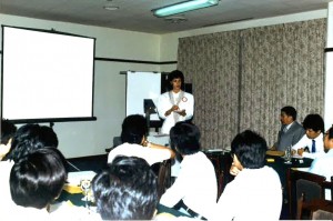 Allison conducting a training session with Taiwanese engineers in Kaoshung in 1986 for Berkshire.