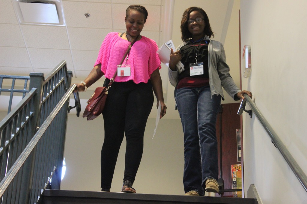 Amber Wright(Left) a and Tierra Woodard(right) are currently a students at Houston High school. Wright and Woodward are attending the MSPA conference 2015. Woodard and Wright are interested in journalism. 