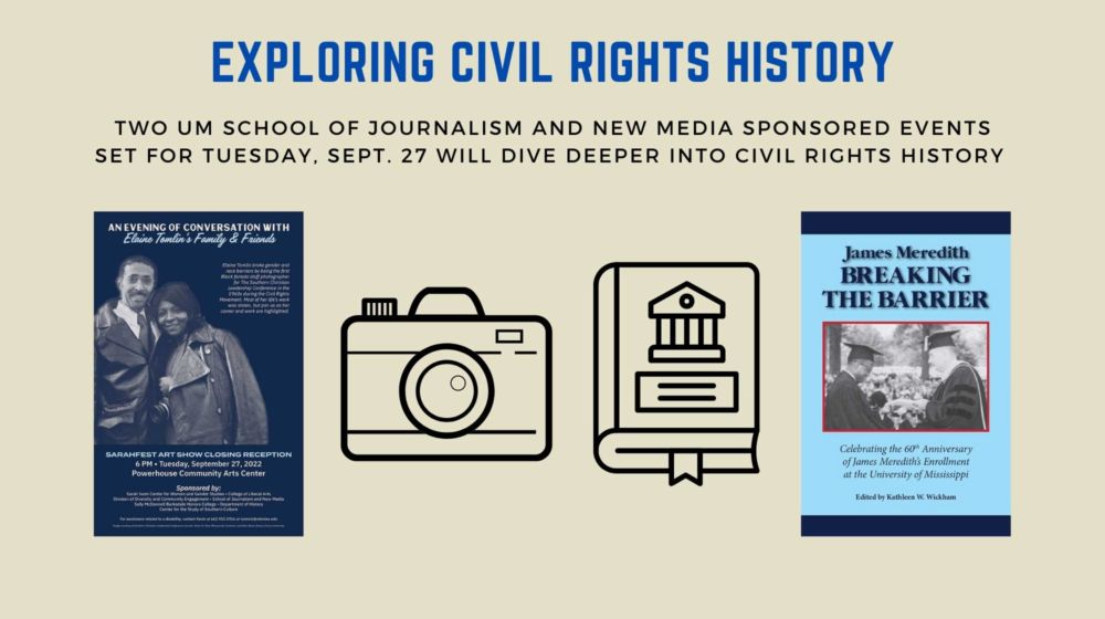 The graphic features two posters and reads Exploring Civil Rights History
